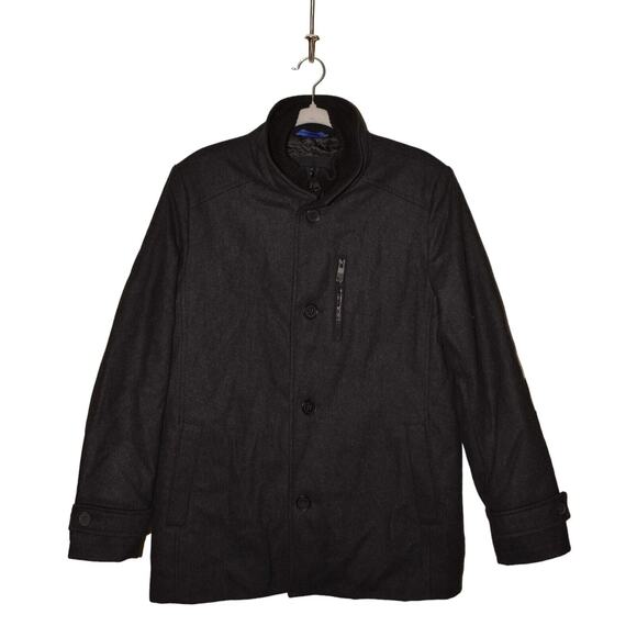 KENNETH COLE REACTION $200‎ Sweater Lined Wool Coat Charcoal Men's Small - Picture 1 of 4